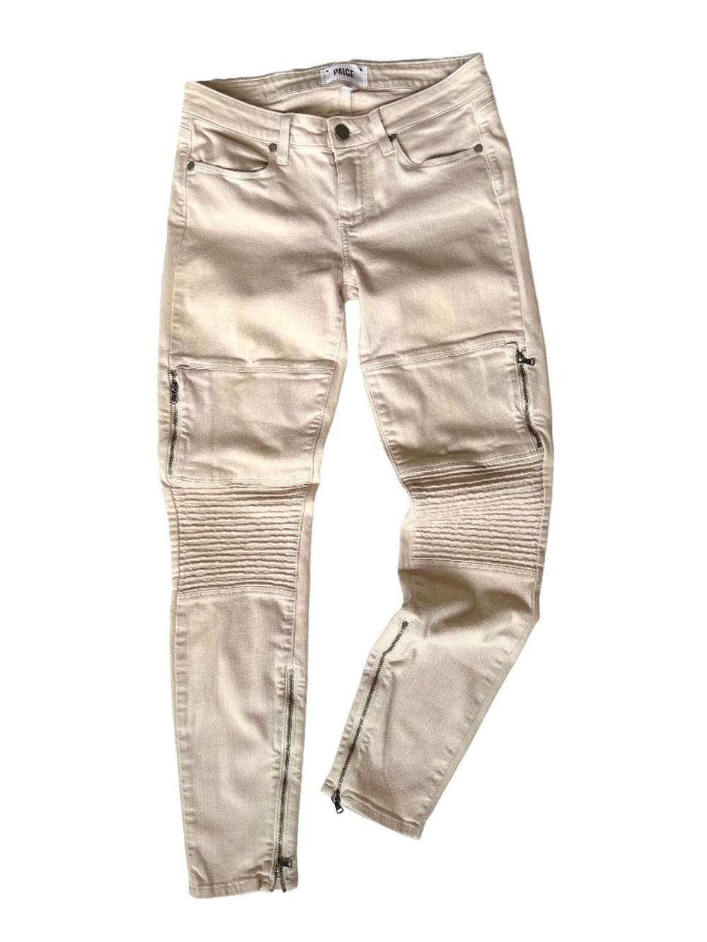 Paige Skinny Moto Jeans with Ribbed Knee Paneling